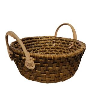 Brown‎ Woodsplint Basket Pink Double Handles 9" Easter Decorative Home Decor